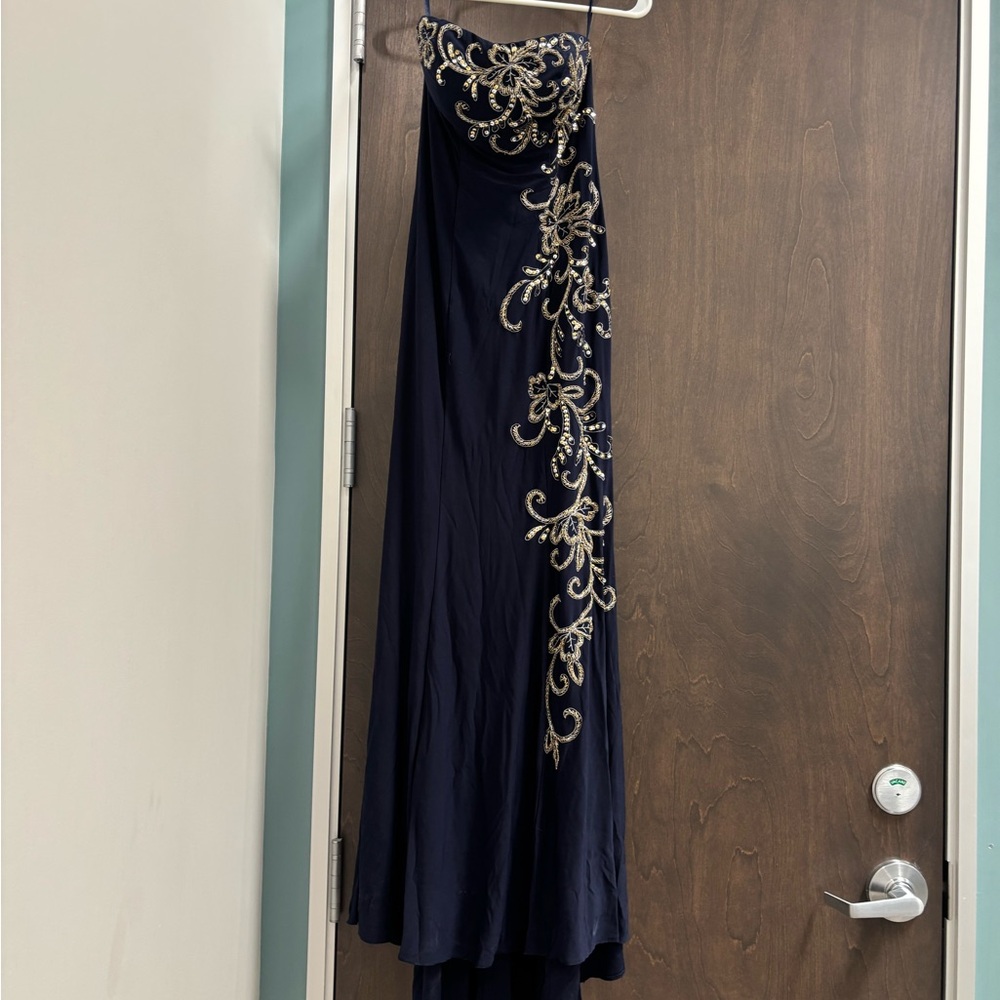 Jump Navy Strapless Maxi Dress with Gold Embellishment